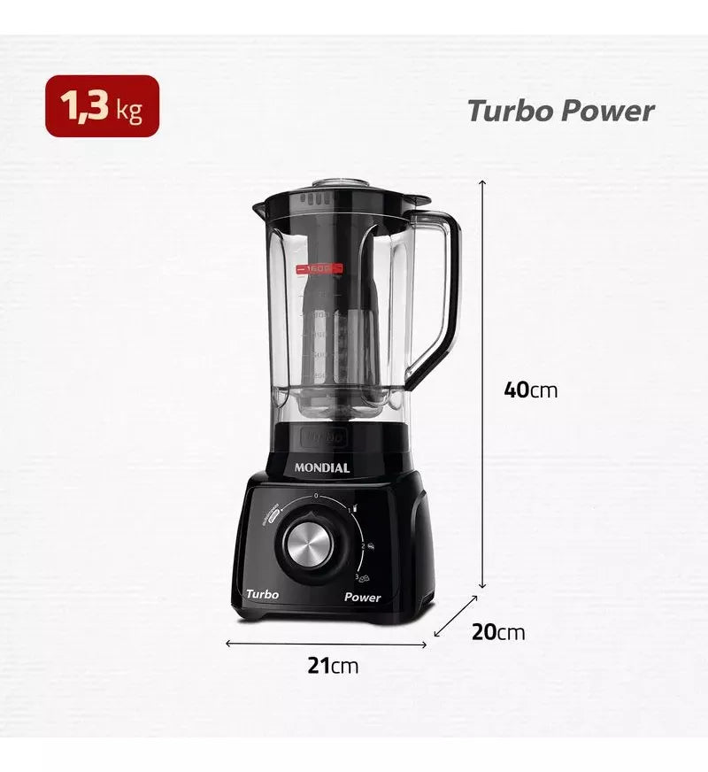 Liquidificador Turbo Power Mondial Vermelho 550w L-99 FR 127v