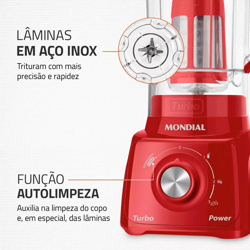 Liquidificador Turbo Power Mondial Vermelho 550w L-99 FR 127v