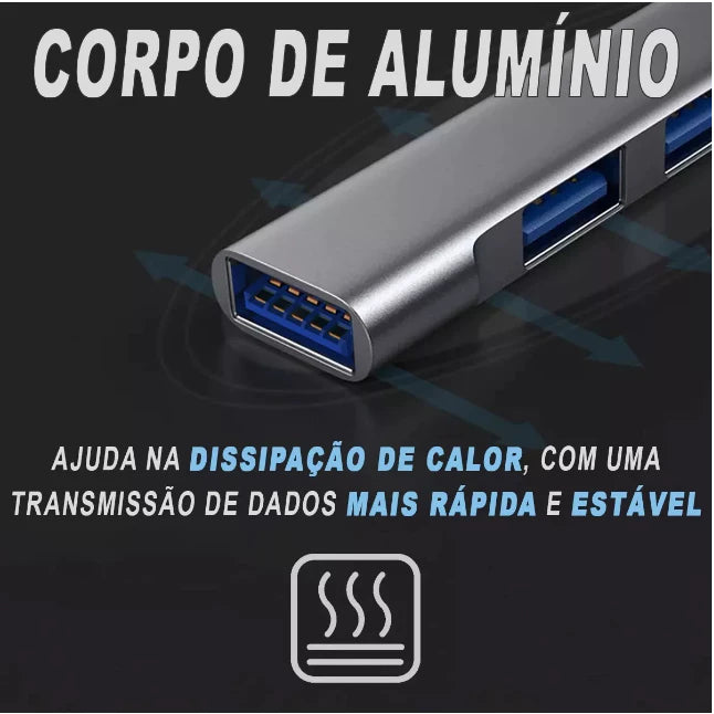 Hub USB 3.0 Extensor USB Adaptador 4 Portas 5 Gbps Alta Velocidade