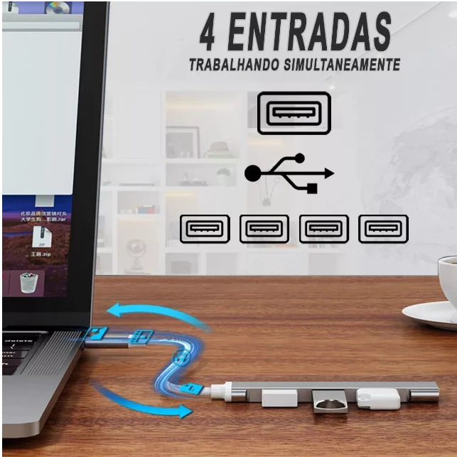 Hub USB 3.0 Extensor USB Adaptador 4 Portas 5 Gbps Alta Velocidade