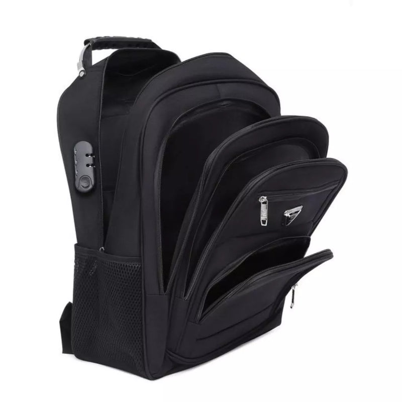 Mochila Cabo de Aço Grande Impermeável Reforçada Notebook Cadeado Entrada de Fone e Usb 2038