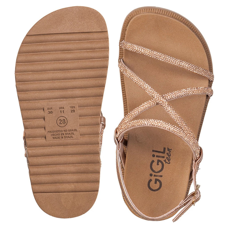 Sandália Feminina Infantil GiGiL Teen Flatform Birken Strass Brilho Confortável Moda Blogueira Promoção