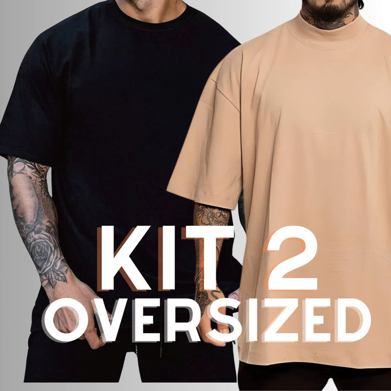 Kit 2 Camiseta Lisas Oversized Masculina Streetwear